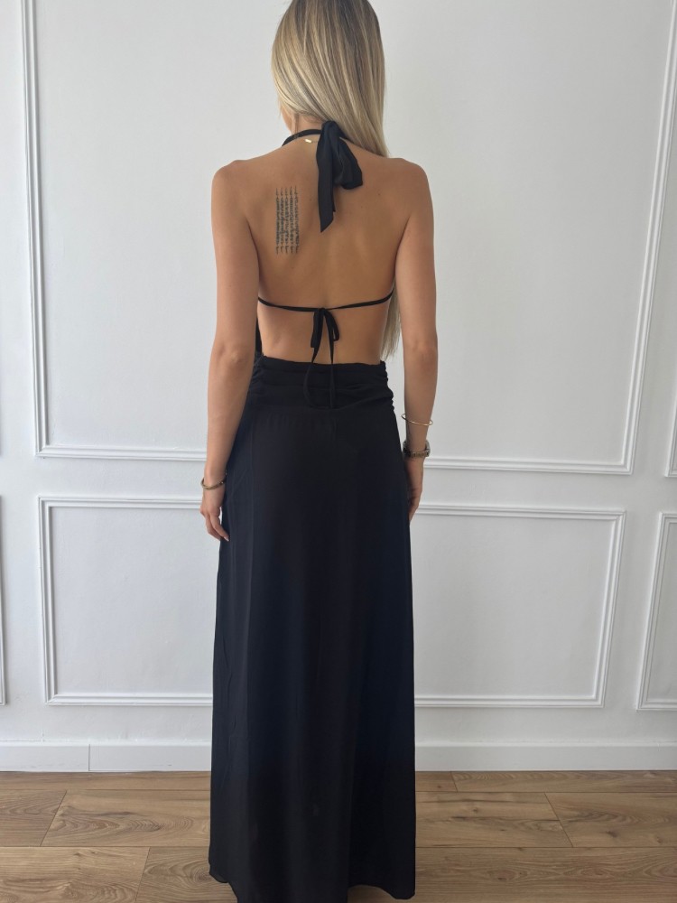 Robe longue noire dos nu - French retailers