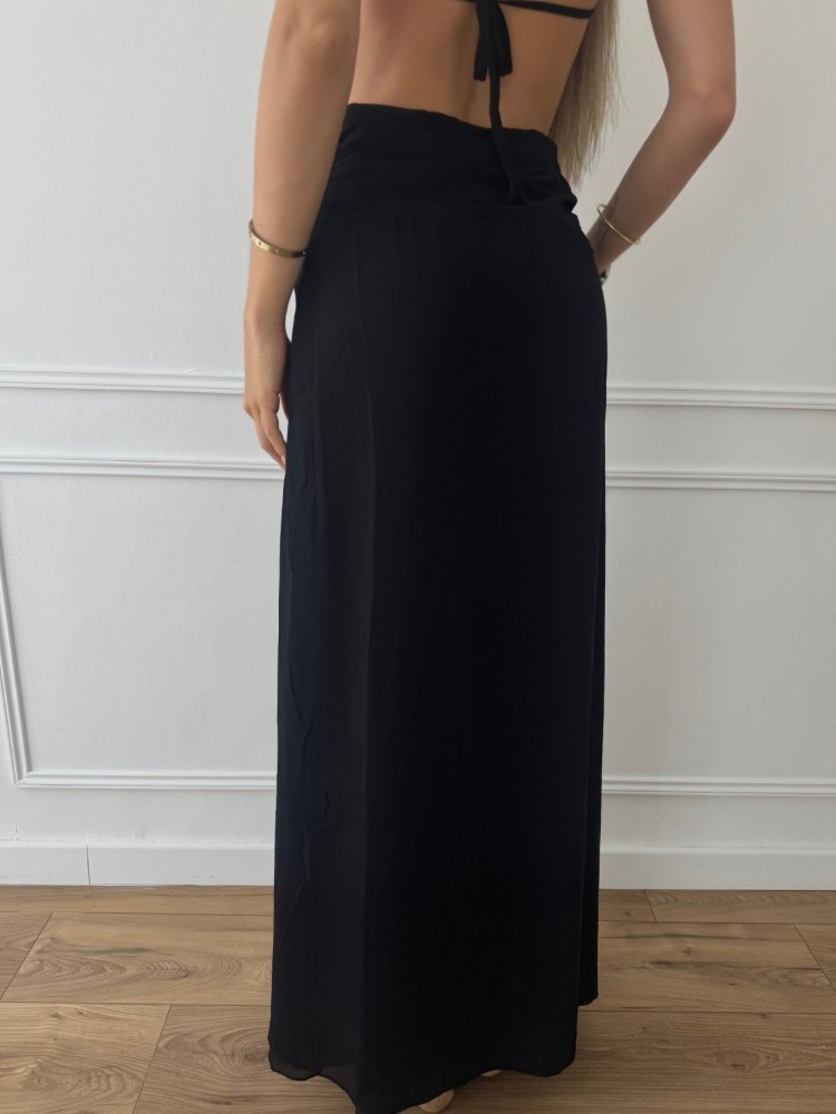 Robe longue noire dos nu - French retailers