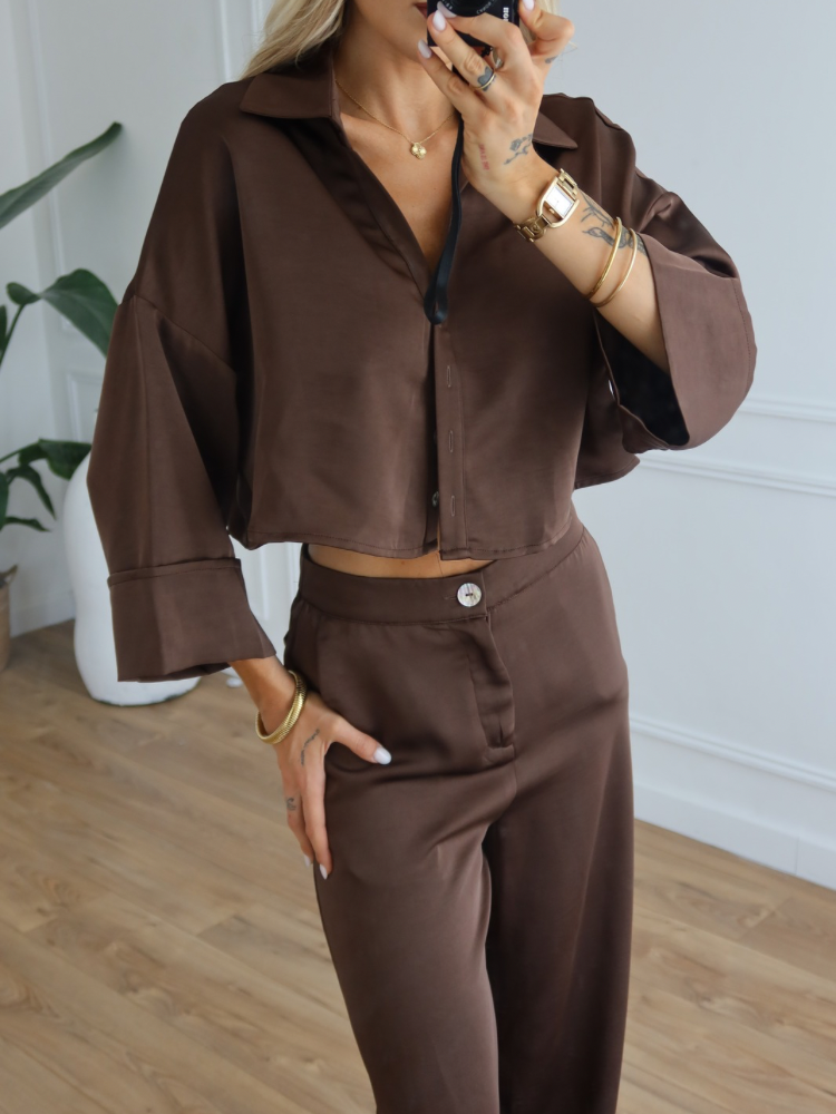 Chemisier satiné marron - French retailers