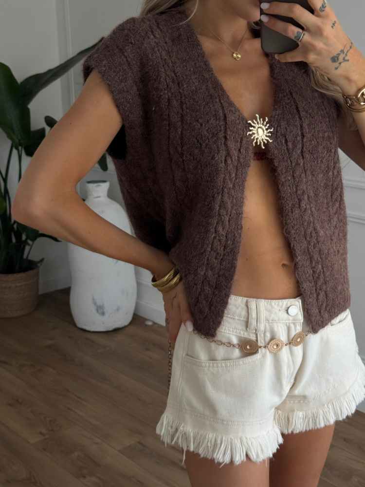 Gilet sans manches avec détails doré - French retailers