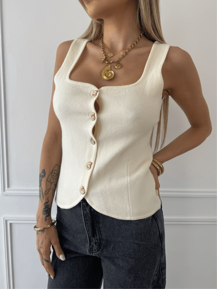 Gilet maille boutons dorés - French retailers