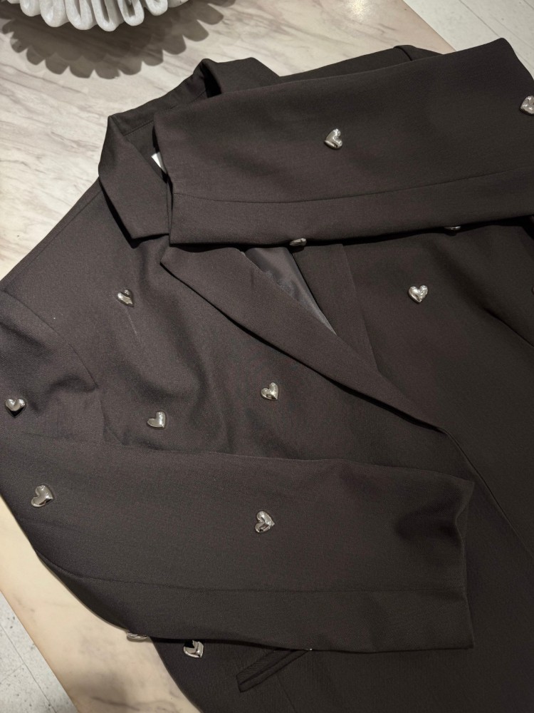 Veste Blazer Chocolat Cœurs Argentés - French Retailers