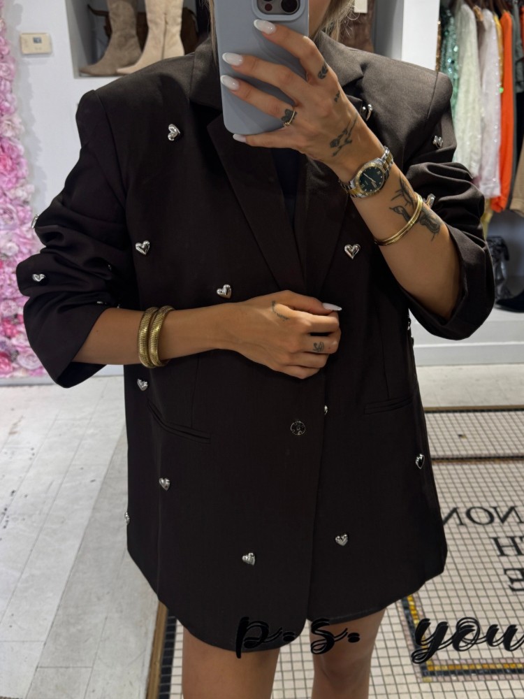 Veste Blazer Chocolat Cœurs Argentés - French Retailers