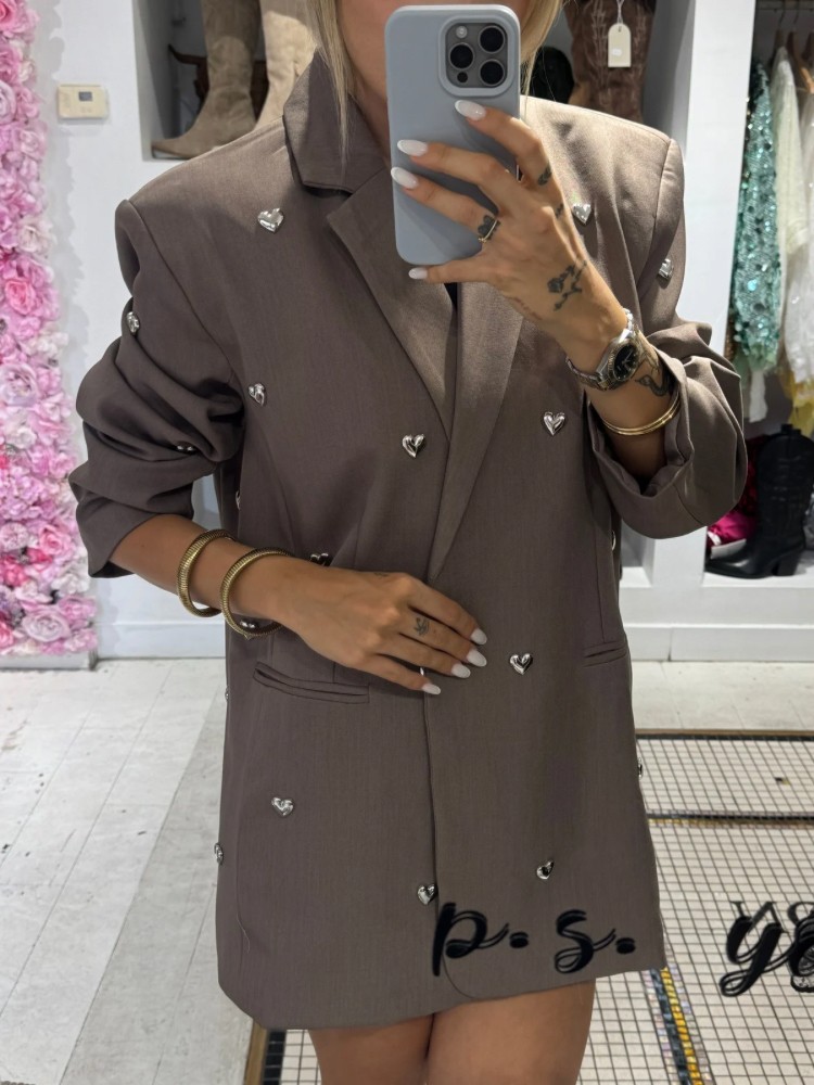 Veste Blazer Chocolat Cœurs Argentés - French Retailers