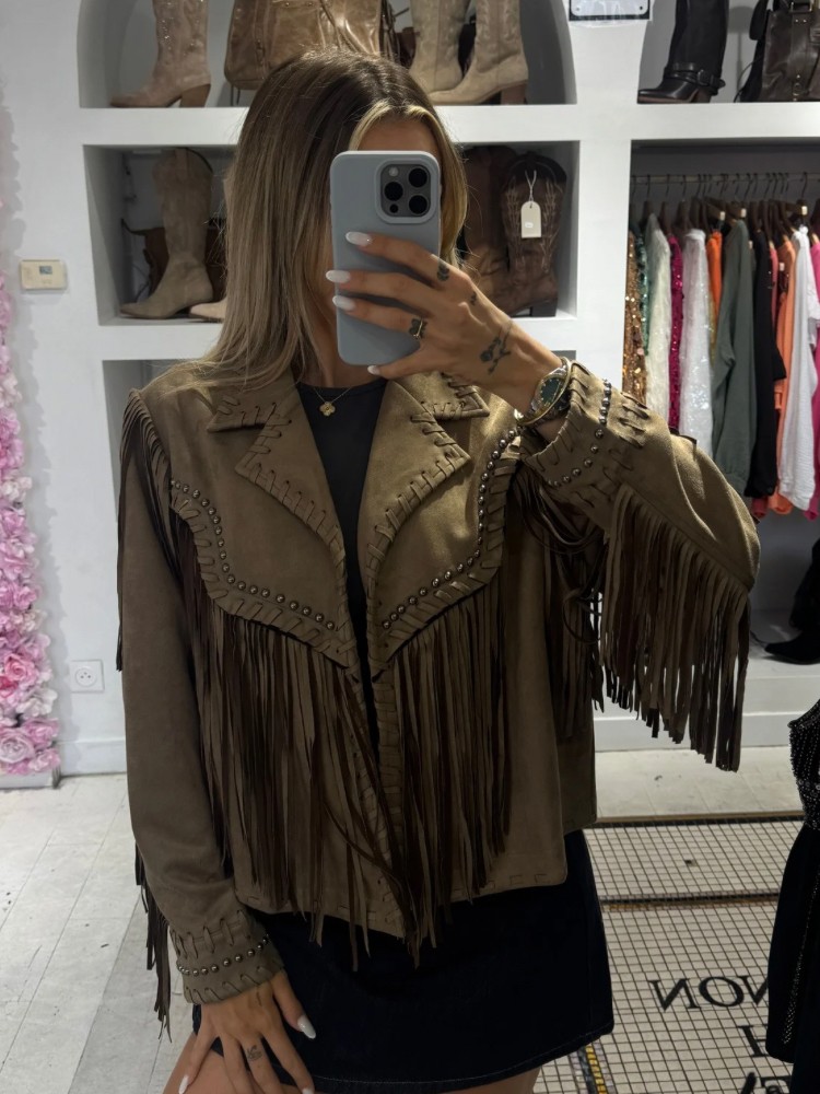 Veste avec franges camel - French Retailers
