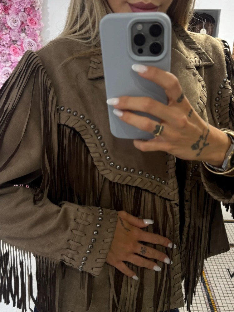 Veste avec franges camel - French Retailers