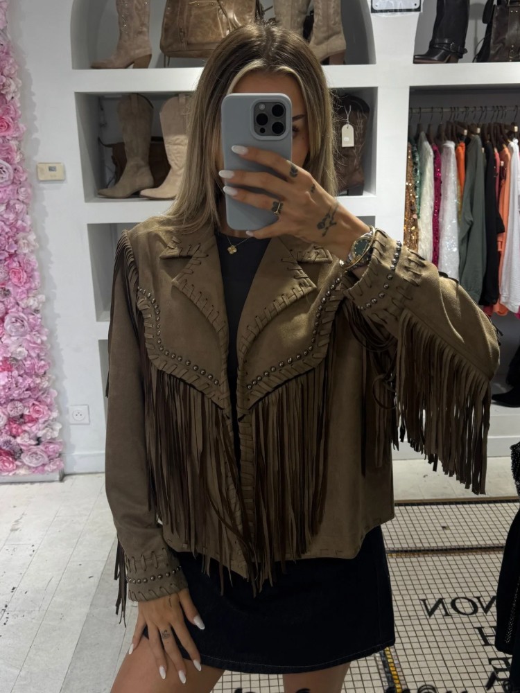 Veste avec franges camel - French Retailers