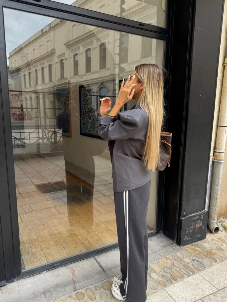 Pantalon droit effet jogging avec bandes blanches – French Retailers