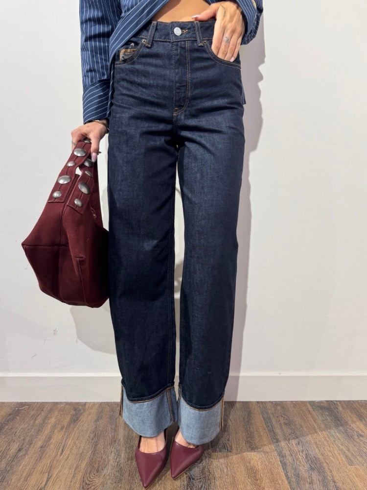 Jean bleu foncé coupe droite pour femme - French retailers