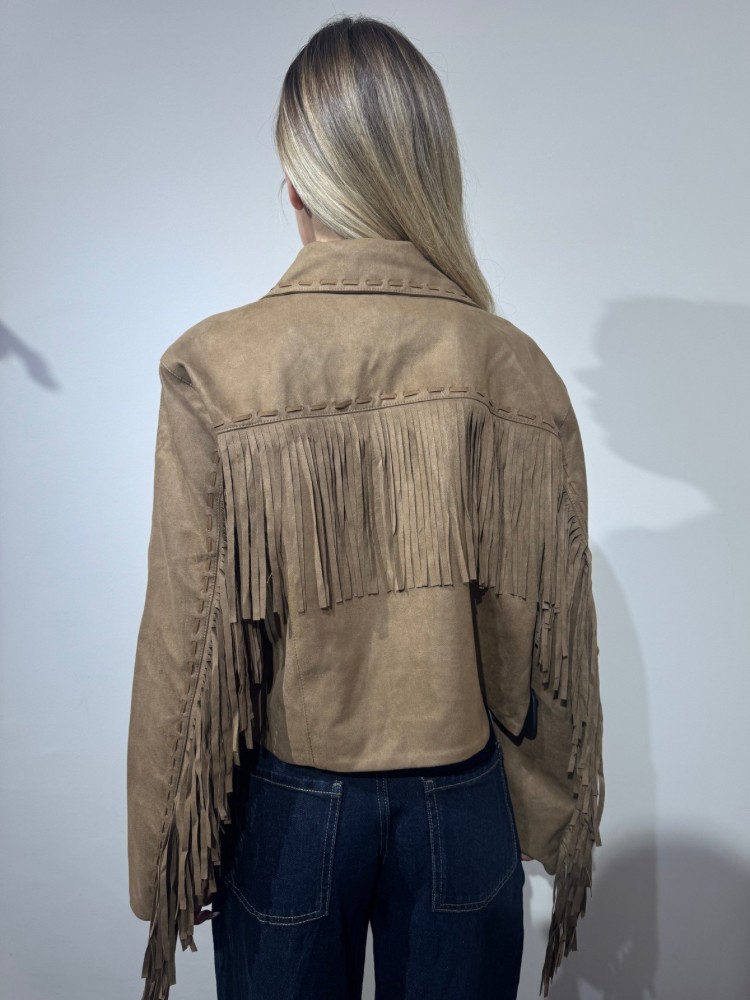 Veste à Franges Femme – Style Western Chic, Marron