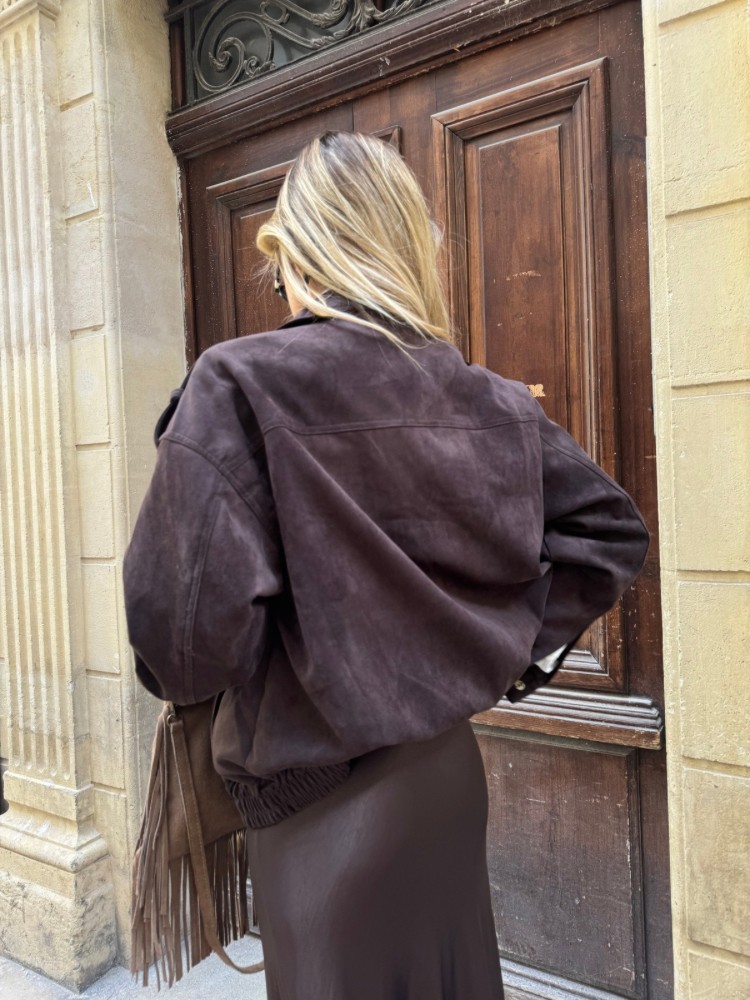 Veste Femme Effet Suédine – Marron Foncé ou Beige | Boutique French Retailers Avignon & Nîmes