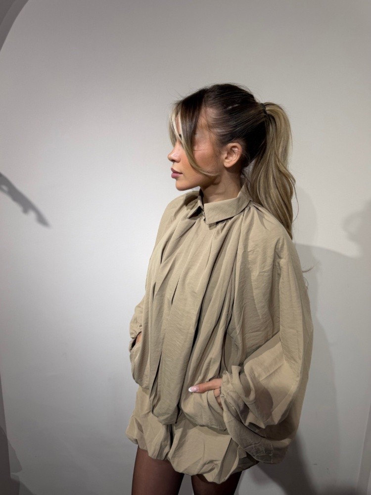 Veste Bomber Ballon Taupe avec Col Tendance – French retailers