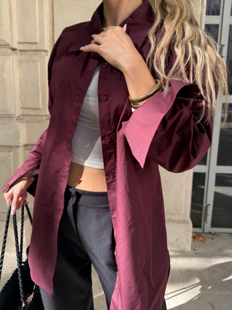 Chemise bordeaux ceinturée - French Retailers