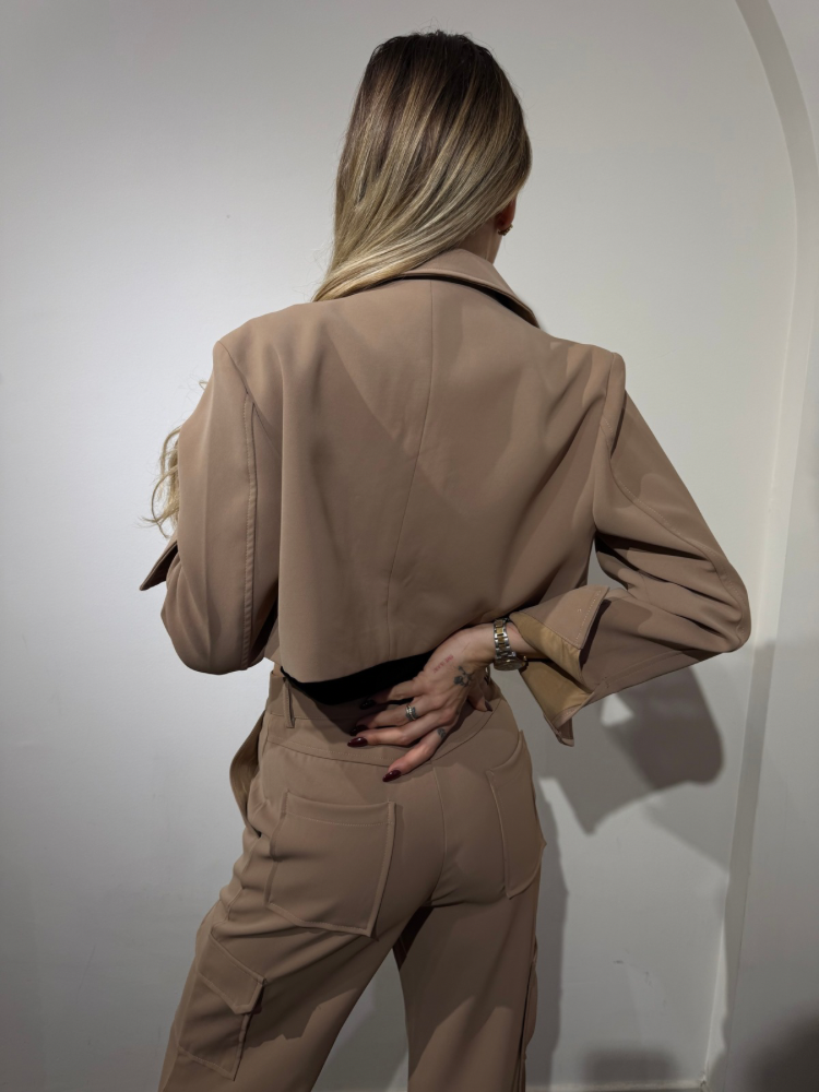 Veste beige crop pour femme - French retailers