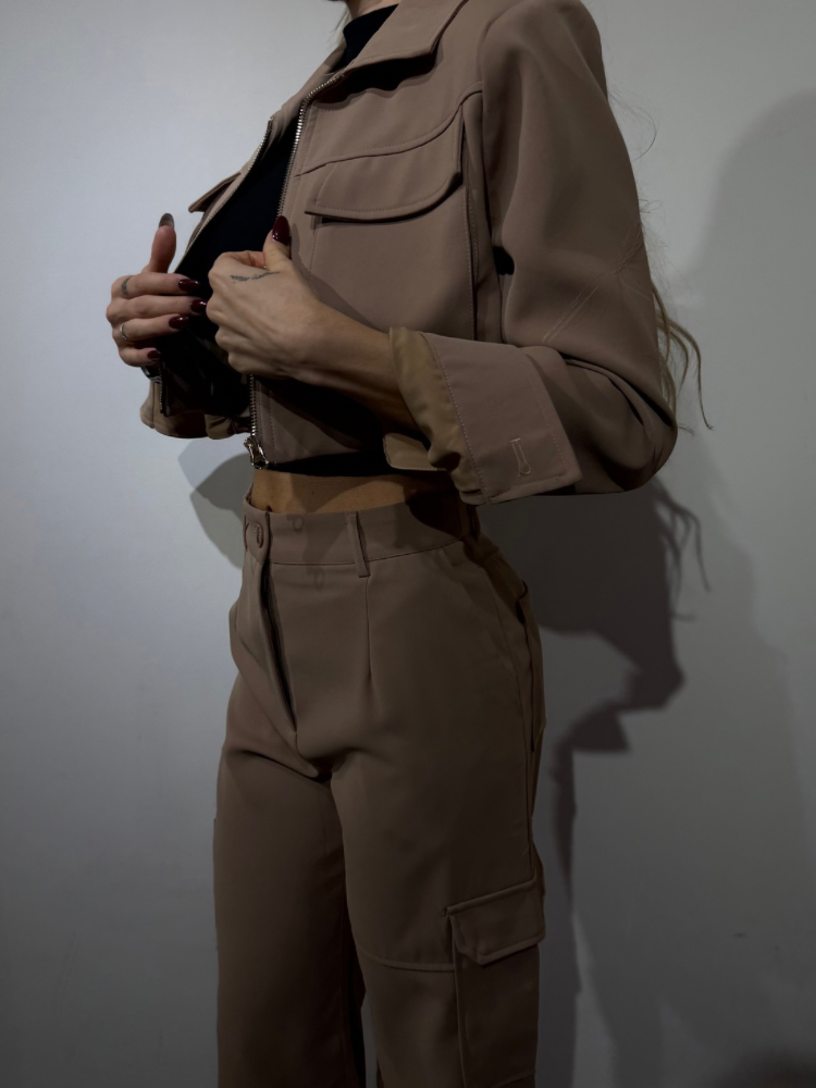 Veste beige crop pour femme - French retailers
