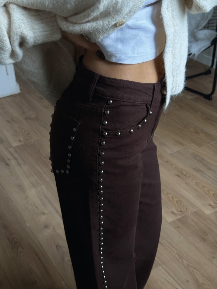 jean droit marron à clous - French Retailers