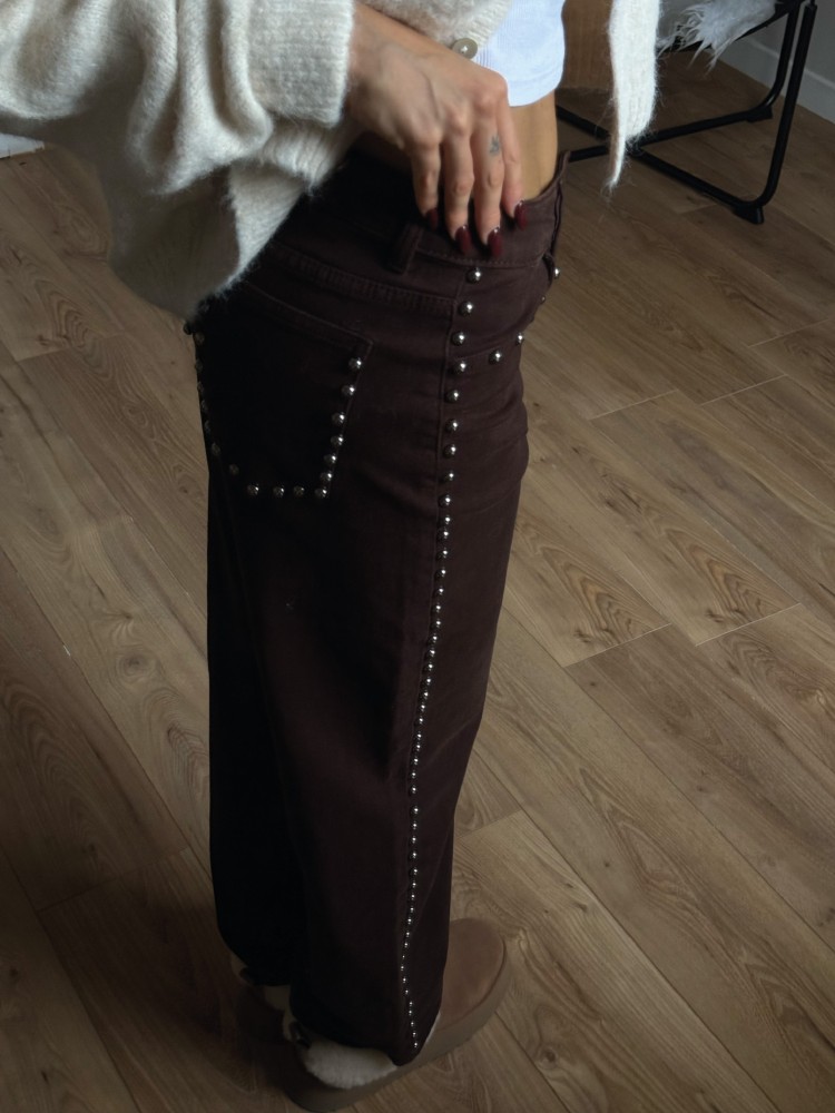 jean droit marron à clous - French Retailers