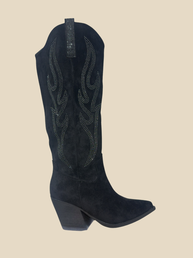 Santiags noires brillantes femme – bottes pailletées mode | French retailers