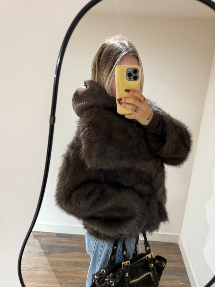 Veste fausse fourrure marron | French retailers