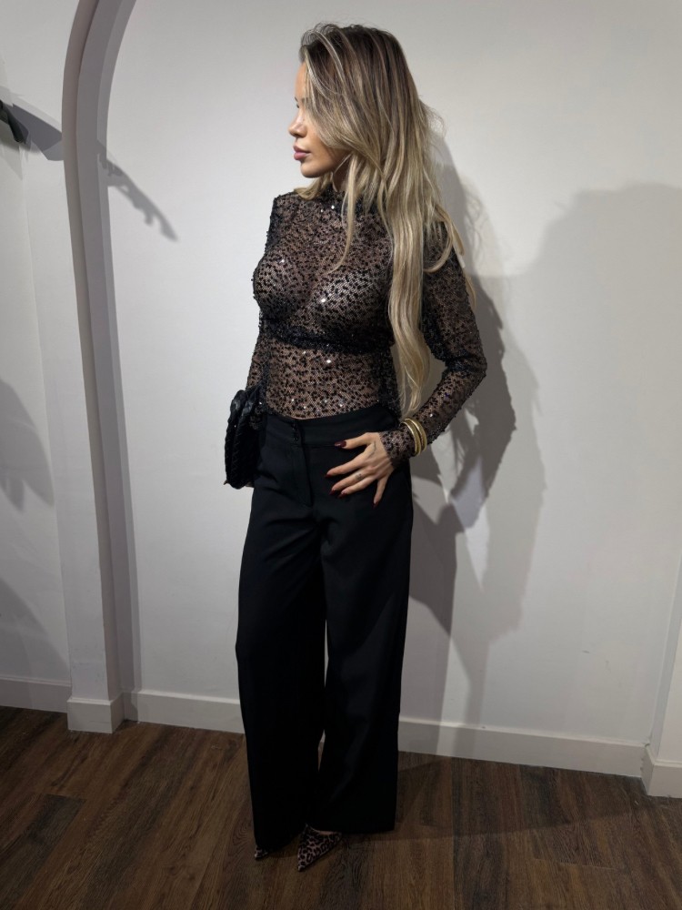 Pantalon large noir chic – Taille haute, coupe fluide | French retailers