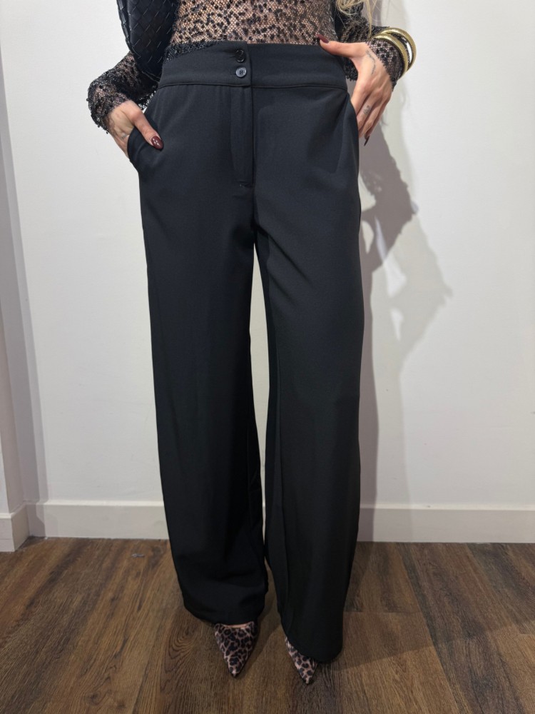 Pantalon large noir chic – Taille haute, coupe fluide | French retailers