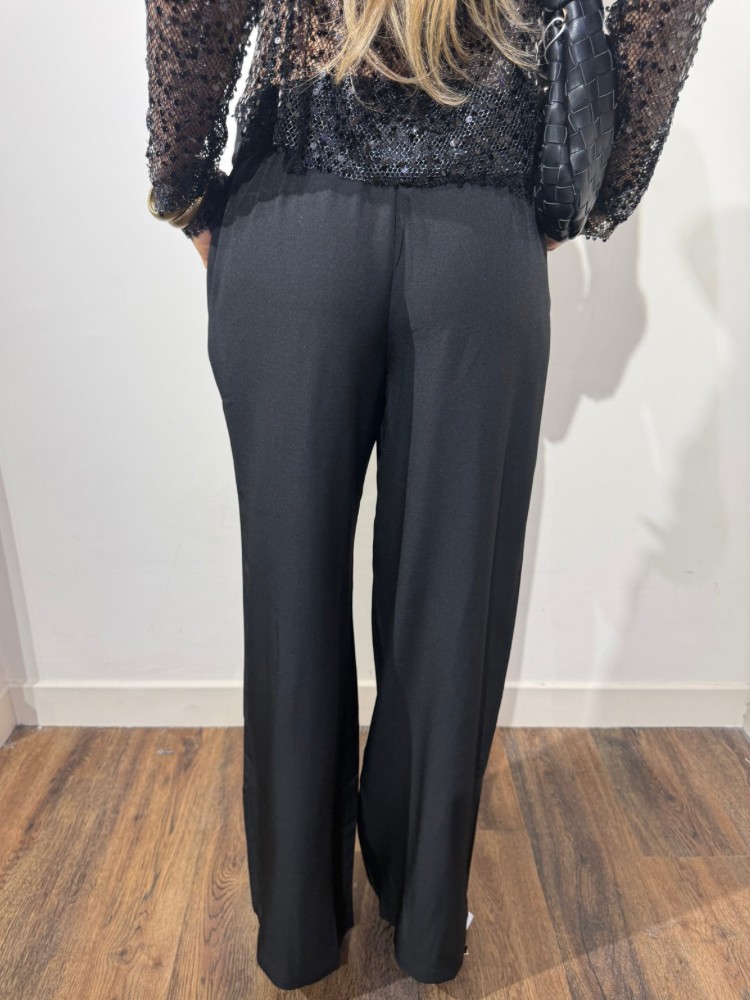 Pantalon large noir chic – Taille haute, coupe fluide | French retailers