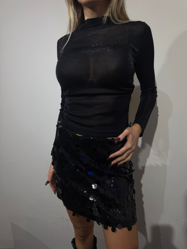 Top en mesh noir pailleté - French retailers | Nîmes & Avignon