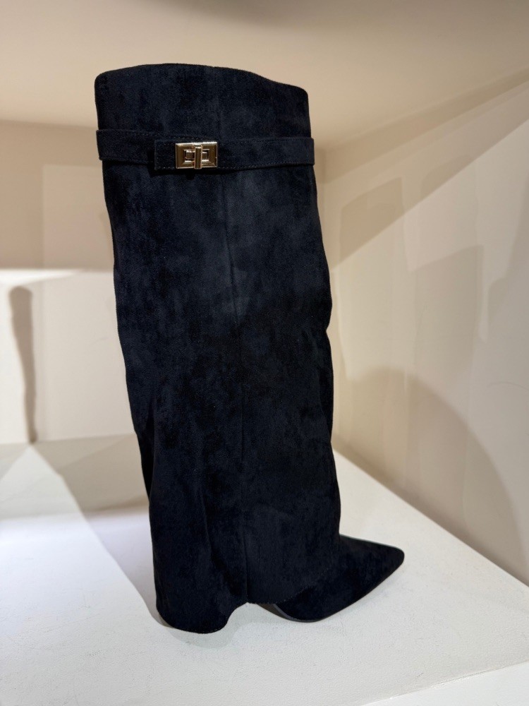 Bottes femme effet suédine noires - French retailers