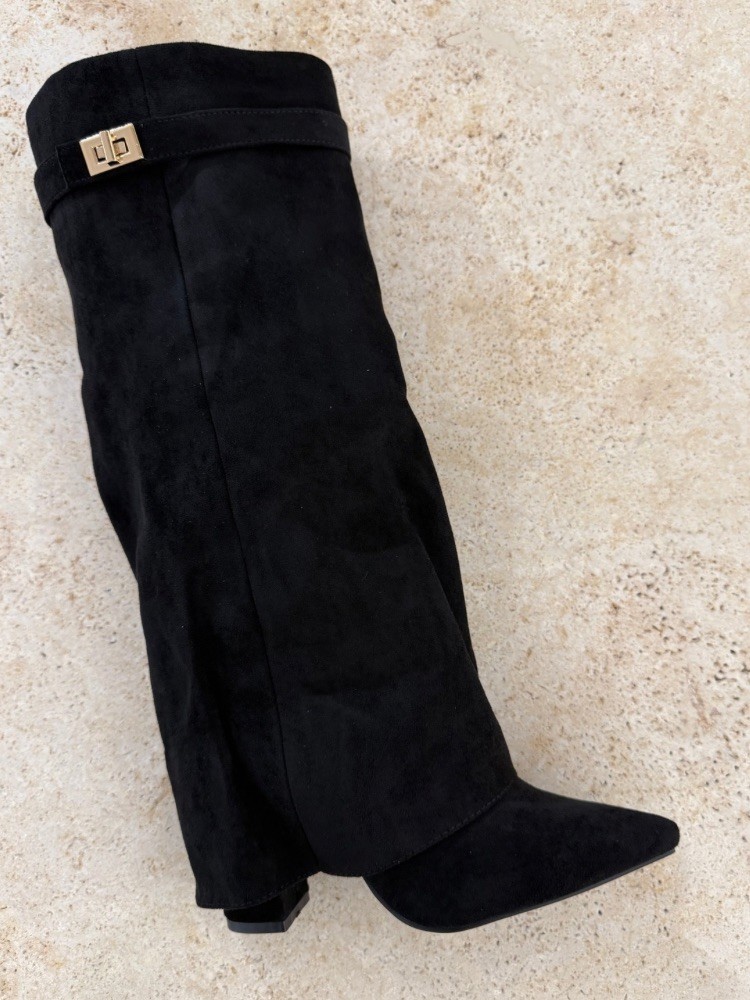 Bottes femme effet suédine noires - French retailers