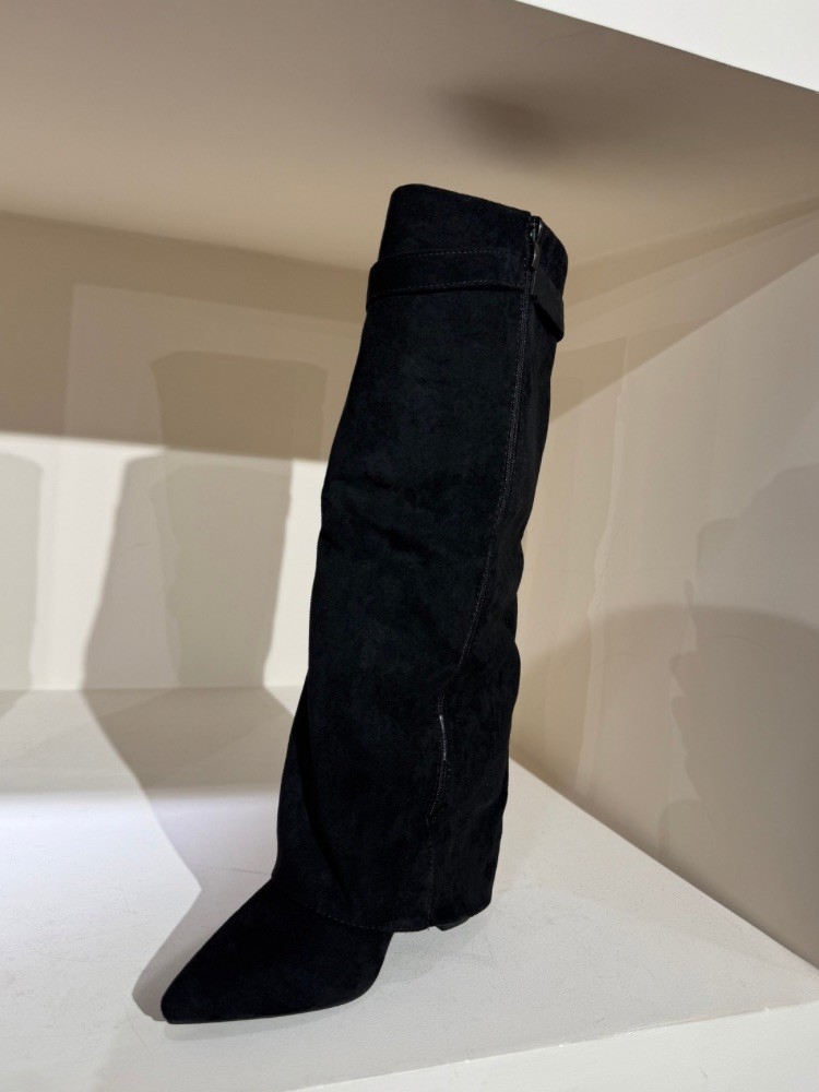 Bottes femme effet suédine noires - French retailers