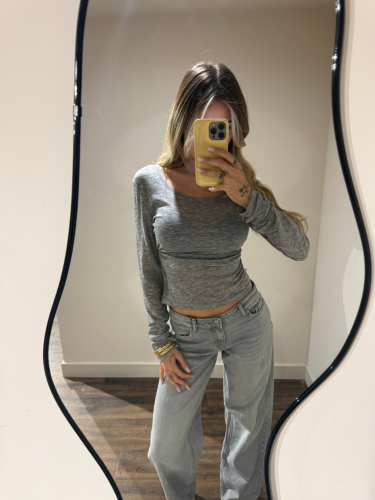 Jean taille basse pour femme gris - French Retailers