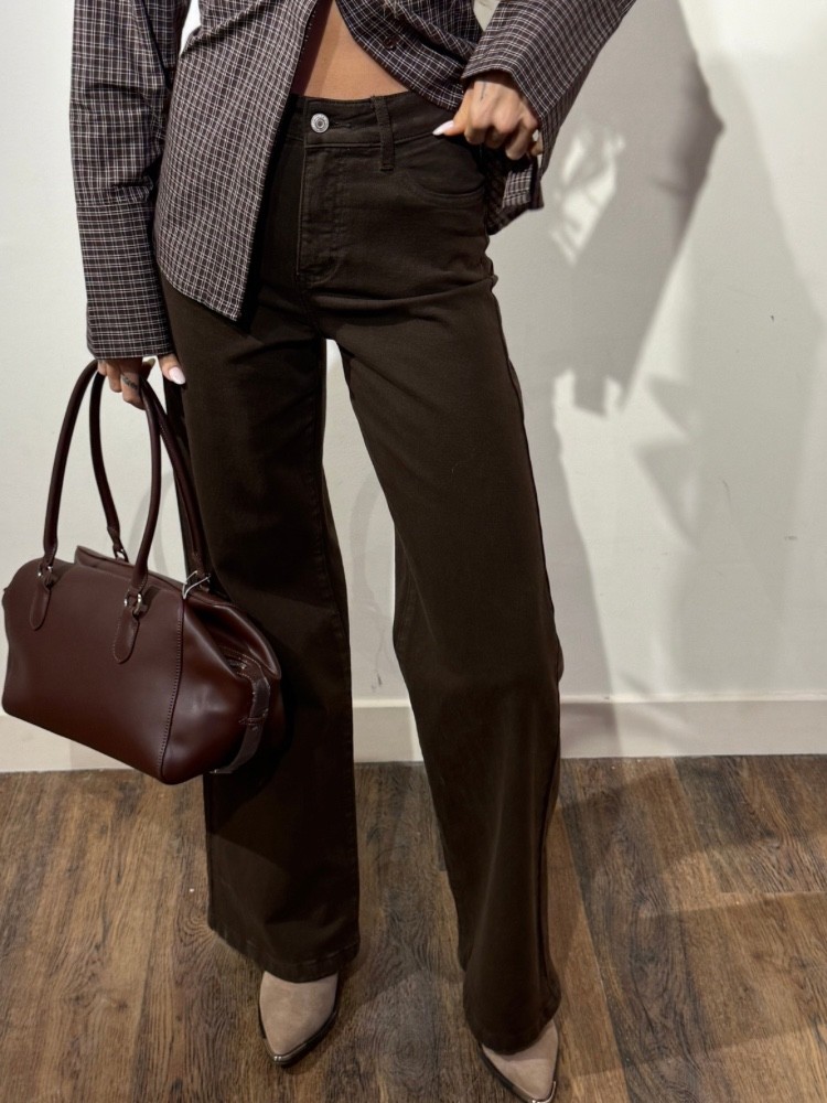 Pantalon coupe droite marron pour femme - French retailers