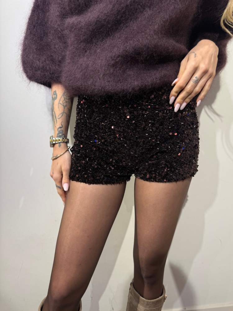 Mini short à sequin marron - French retailers