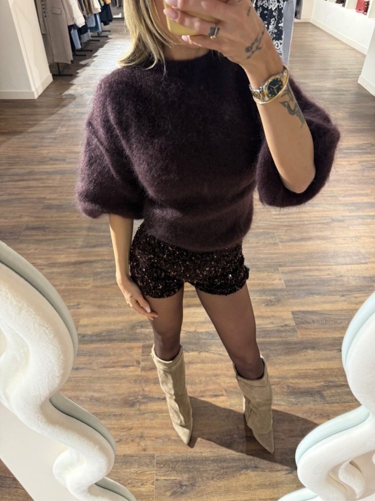 Mini short à sequin marron - French retailers