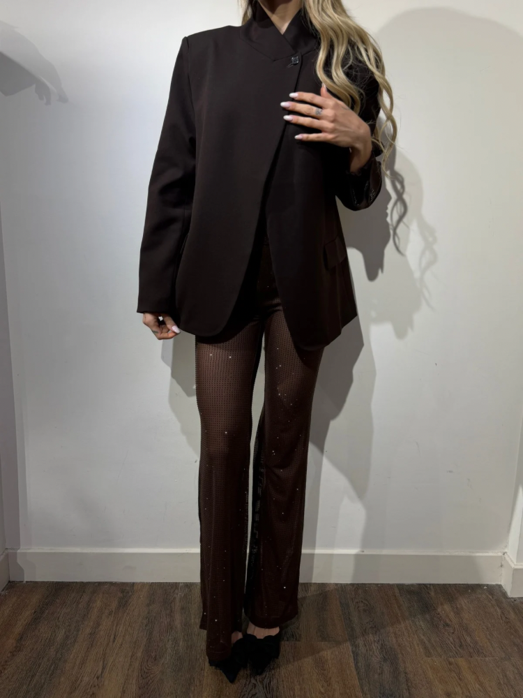 Veste blazer marron à symétrique - French Retailers