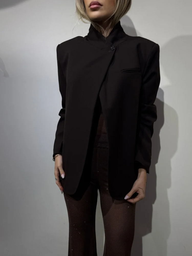 Veste blazer marron à symétrique - French Retailers