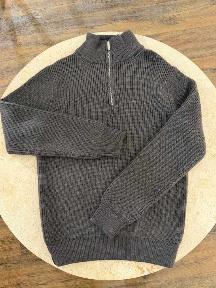 Pull zippé en maille gris pour Hommes - French retailers