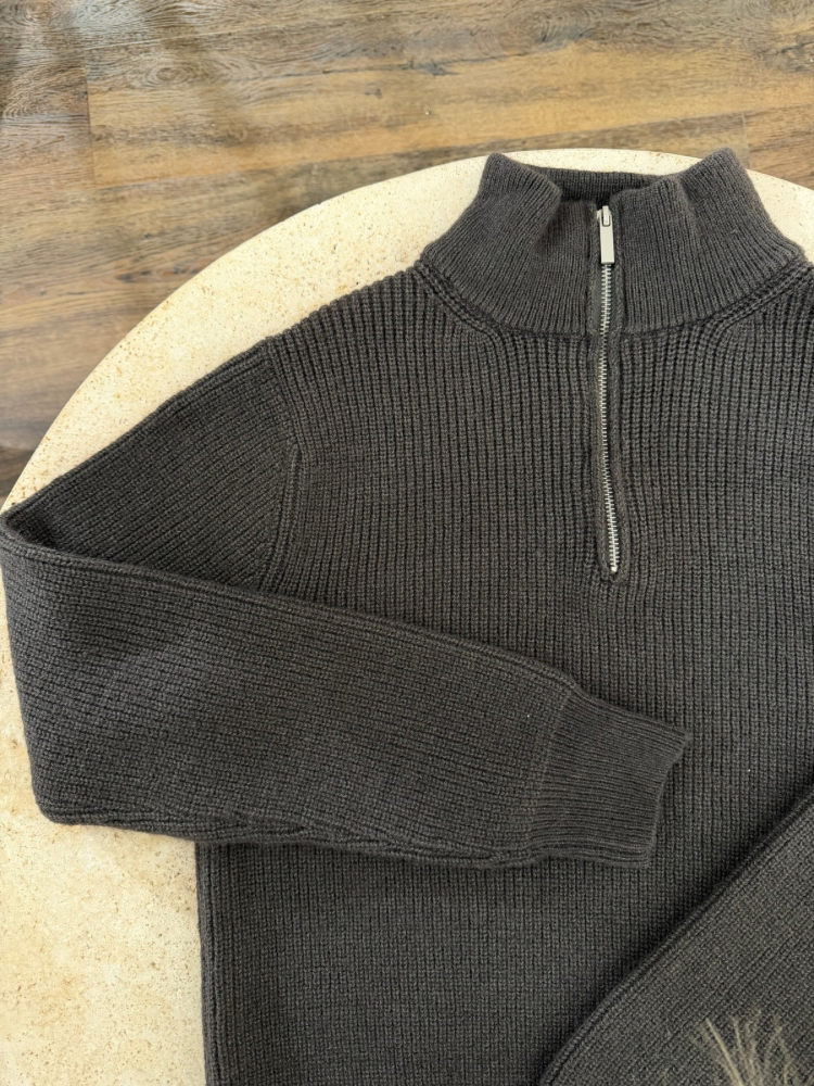 Pull zippé en maille gris pour Hommes - French retailers