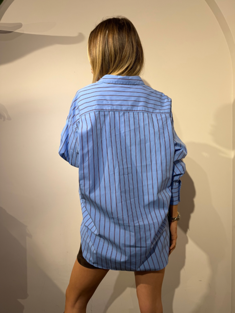 Chemise bleu à rayures marron - French Retailers