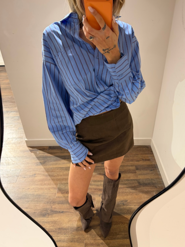 Chemise bleu à rayures marron - French Retailers