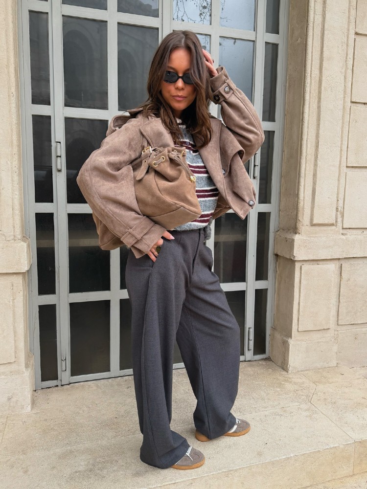 Veste bomber marron effet suédé – French Retailers