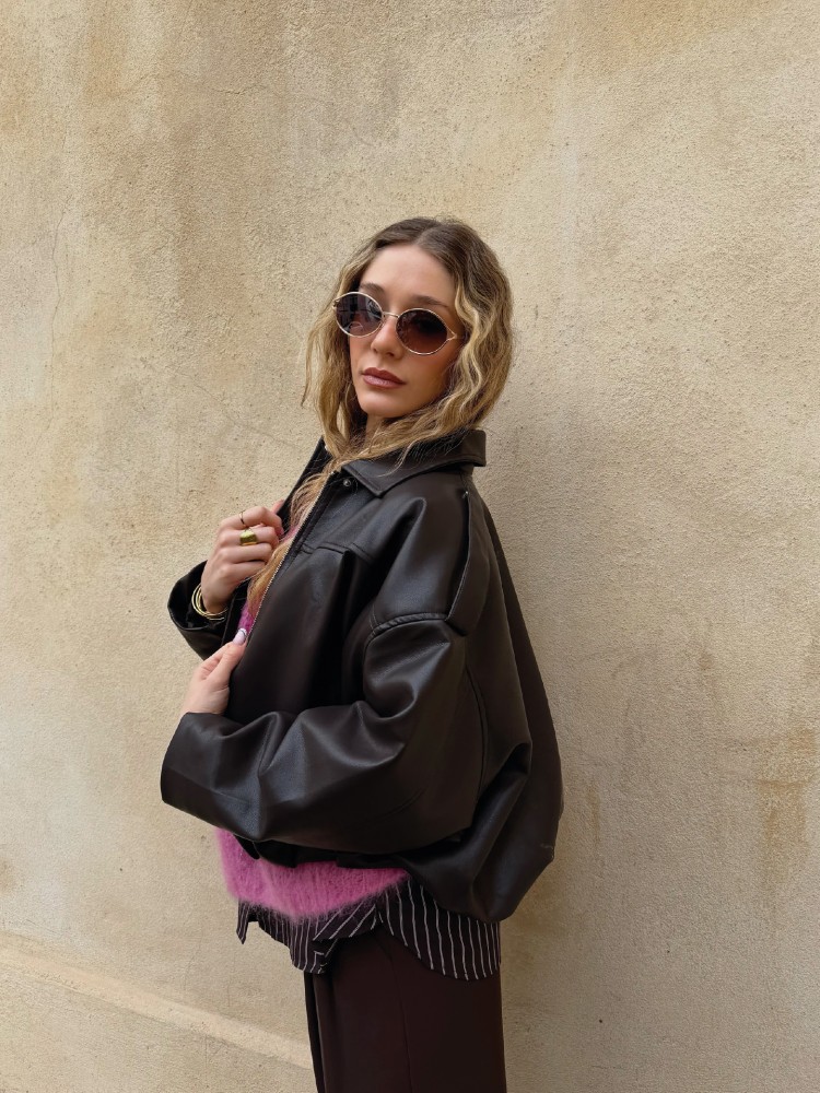 Blouson en Similicuir Coupe Balloon - French Retailers