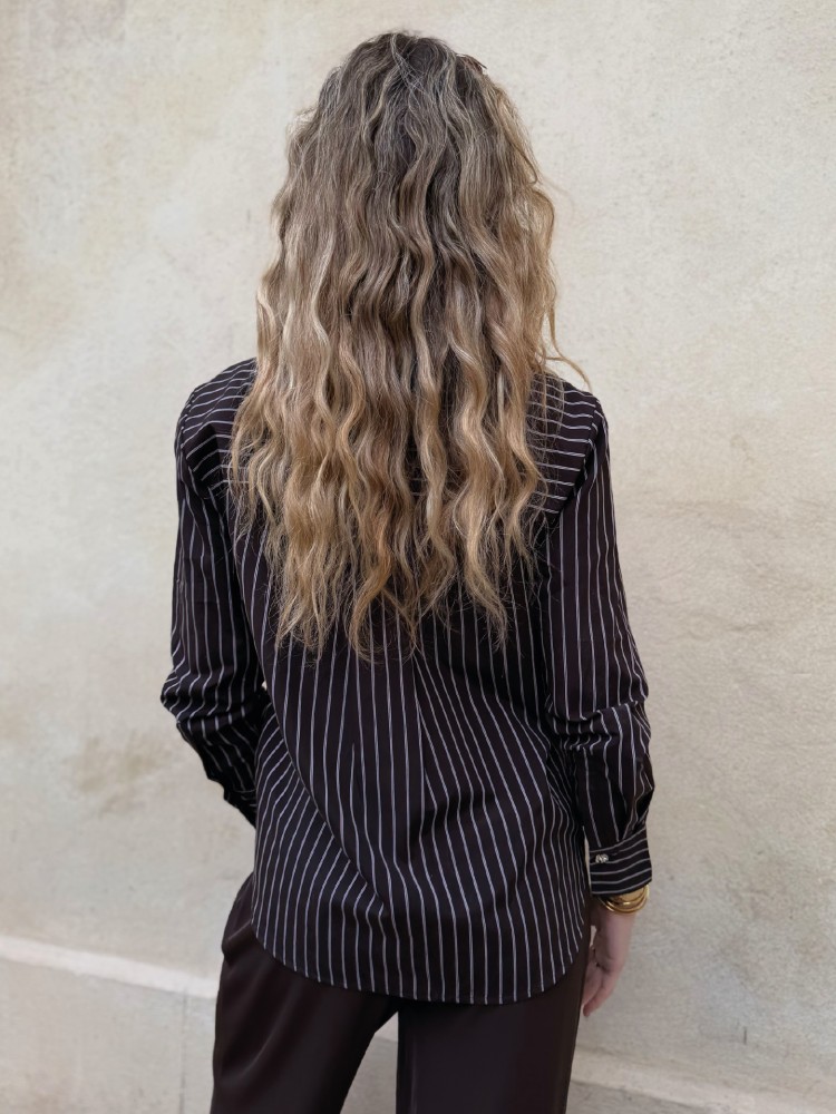 Chemise marron à rayures roses - French Retailers