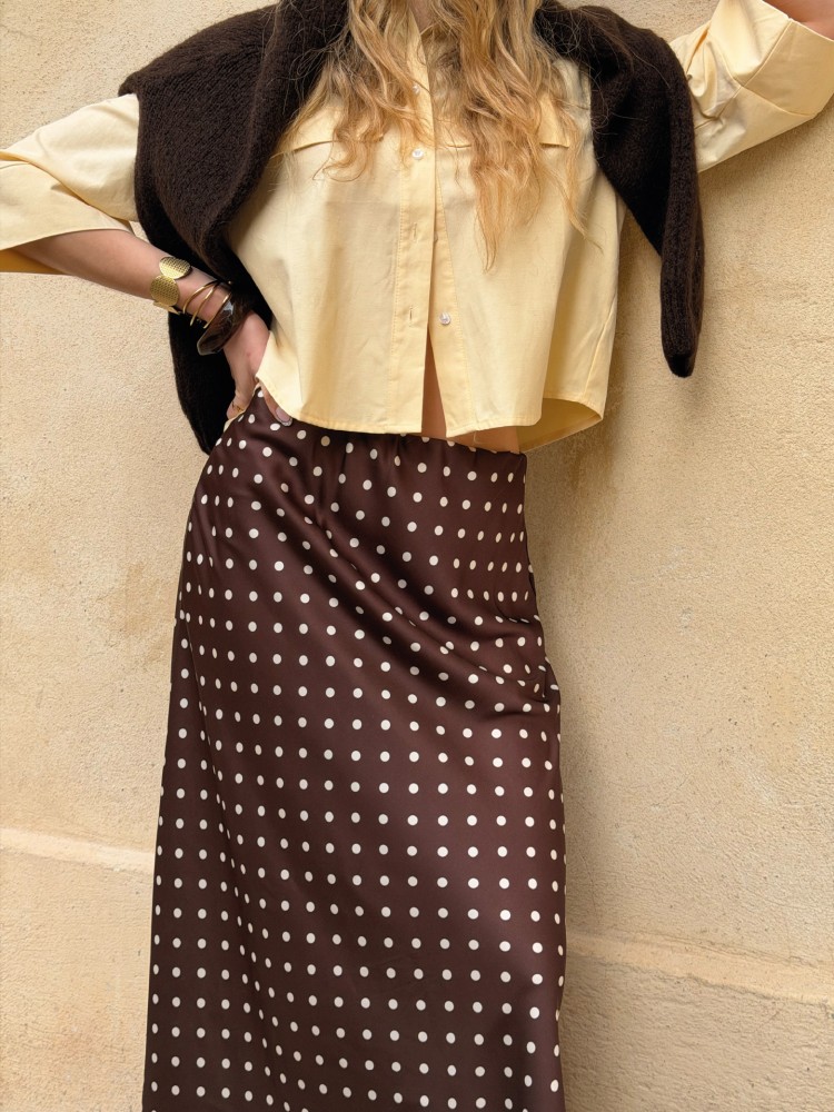 Jupe longue marron à pois - French Retailers