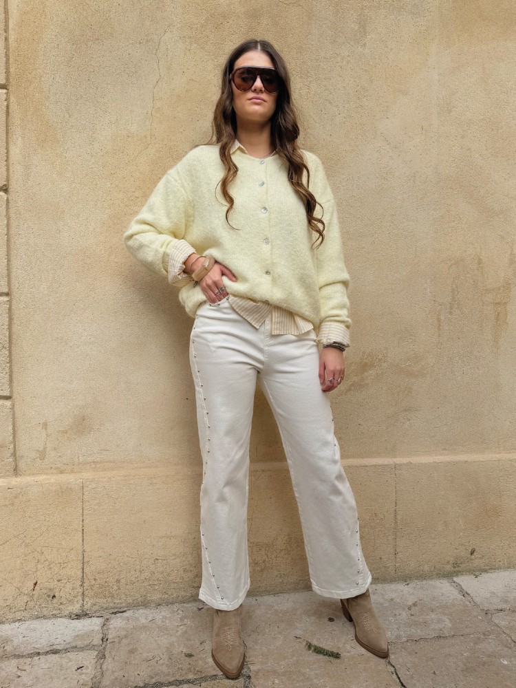 Jean droit blanc à clous - French retailers