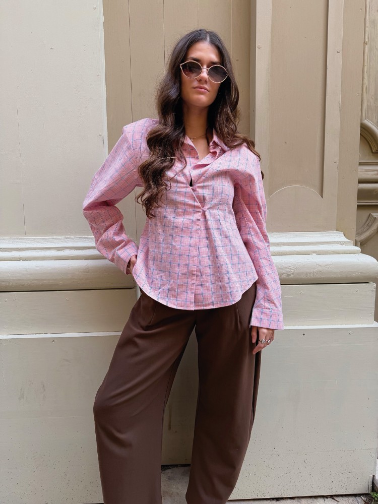 Chemise Léonie à Carreaux Rose – French Retailers