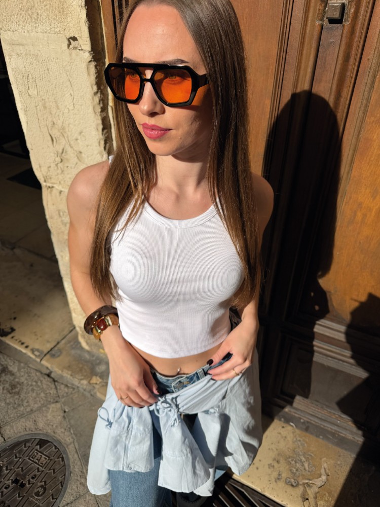 Top Femme Blanc Côtelé Coupe Courte – French retailers