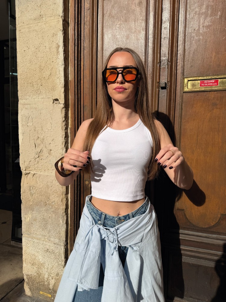 Top Femme Blanc Côtelé Coupe Courte – French retailers