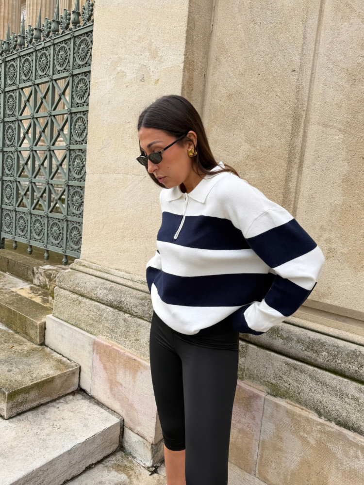 Pull à rayures bleu marine et blanc - French retailers