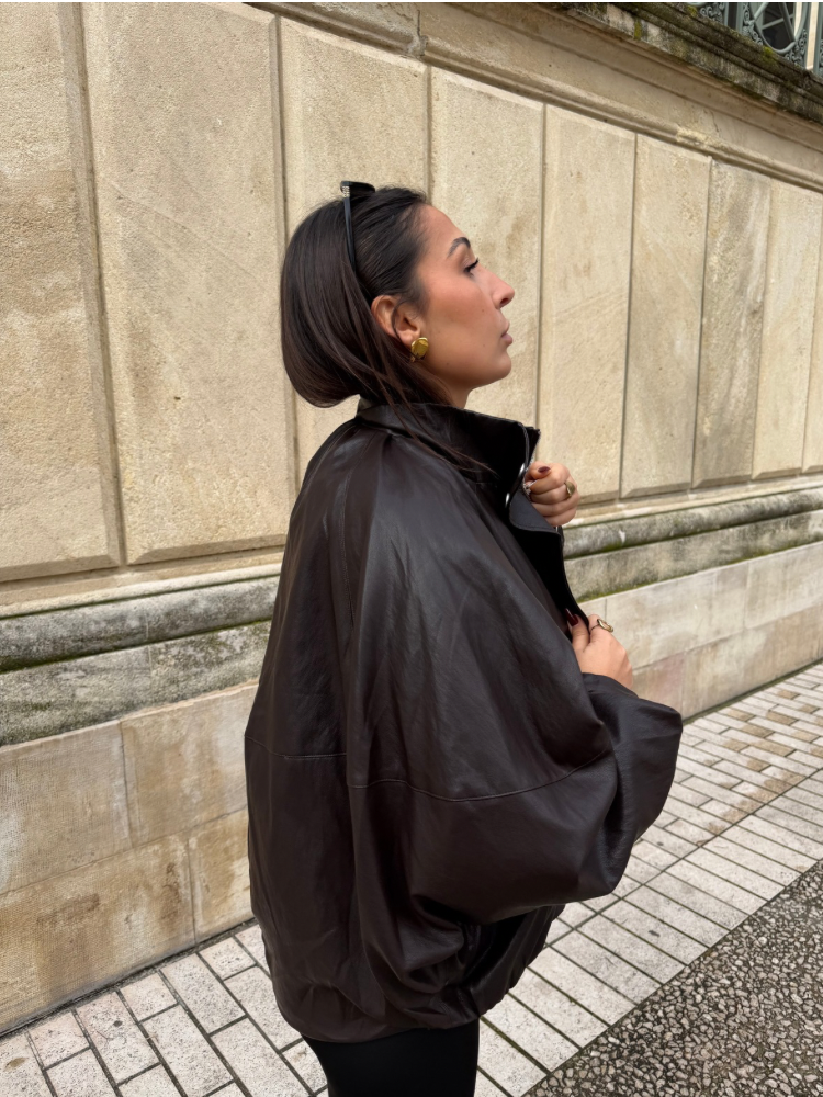 Veste ballon similicuir marron - French retailers